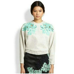 3.1 Phillip Lim Embroidered Lace Knit Cocktail Relax Cutout Pullover Sweatshirt